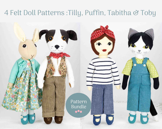 4 Felt Dolls Pattern Bundle