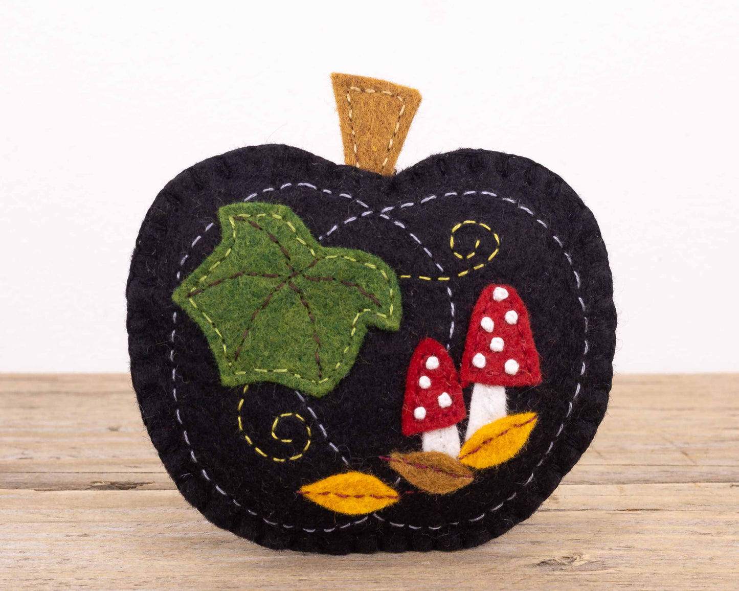 Pumpkin and Toadstool Felt Ornament in Teal