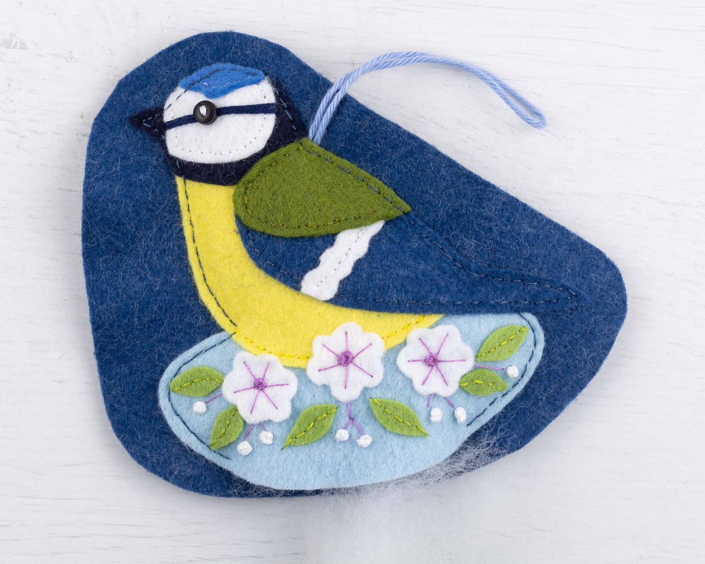 Blue Tit Felt Ornament Sewing Pattern