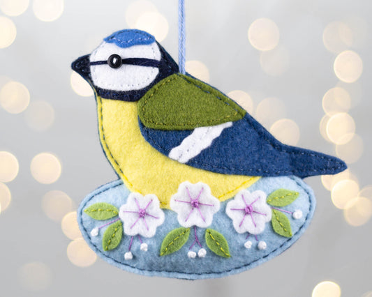 Blue Tit Felt Ornament Sewing Pattern