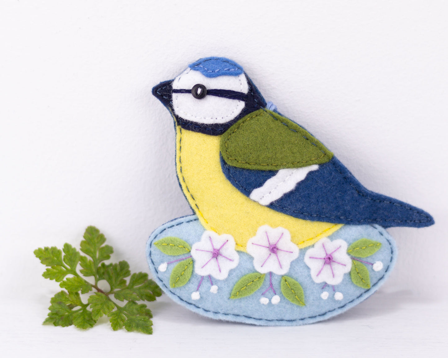 Blue Tit Felt Ornament Sewing Pattern