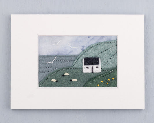 Irish Cottage Mini Landscape Textile Art