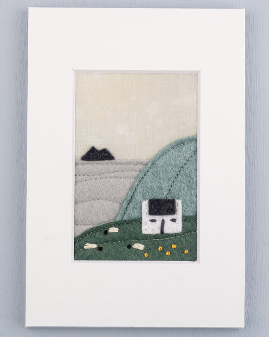 Irish Cottage Mini Landscape Textile Art