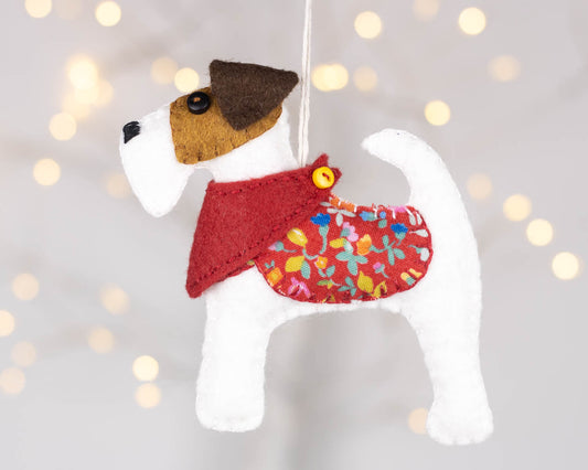 Fred the Fox Terrier Felt Dog Ornament