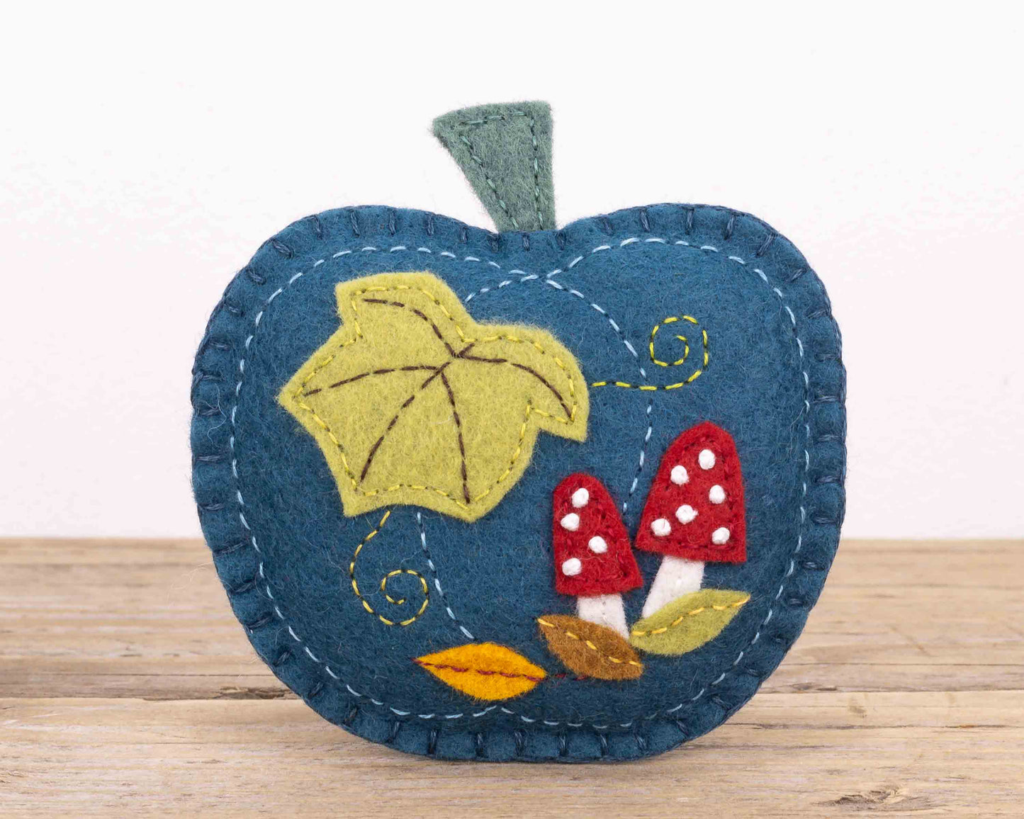 Pumpkin and Toadstool Felt Ornament in Black