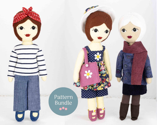 Tilly Doll with Summer & Autumn Outfits Pattern Bundle