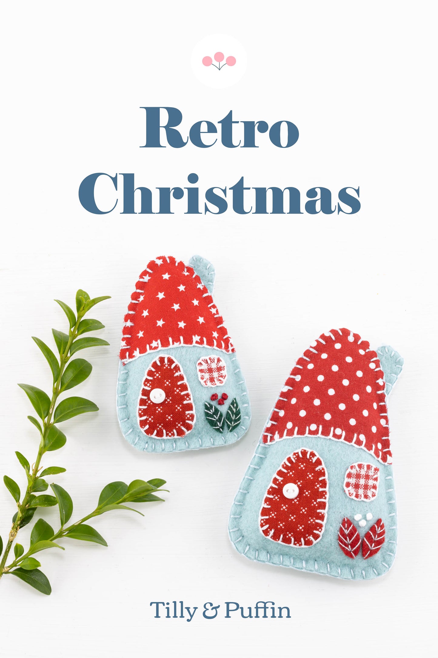 Felt House Christmas Ornament Set, Red, White & Blue