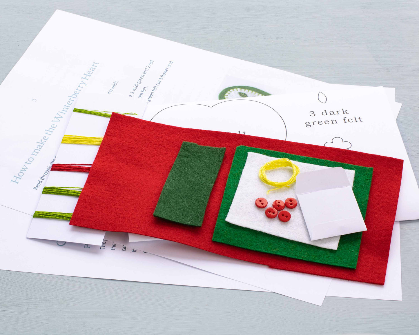 Winterberry Heart Felt Ornament Sewing Kit