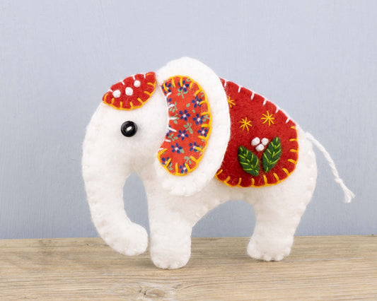 White Elephant Felt Christmas Ornament