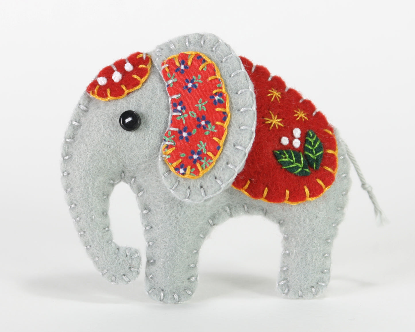 Handmade Felt Elephant Ornament, Elephant Christmas ornament