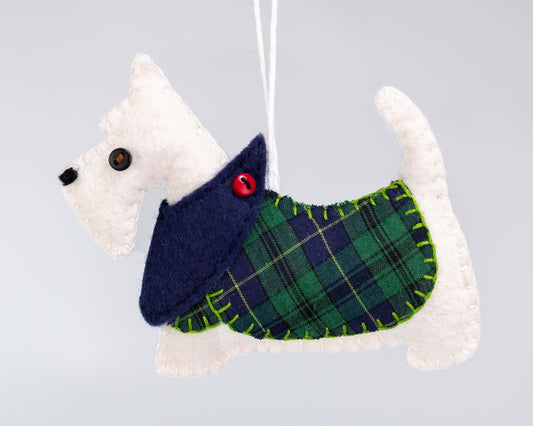 White Scottie Dog Christmas Ornament, Hamish