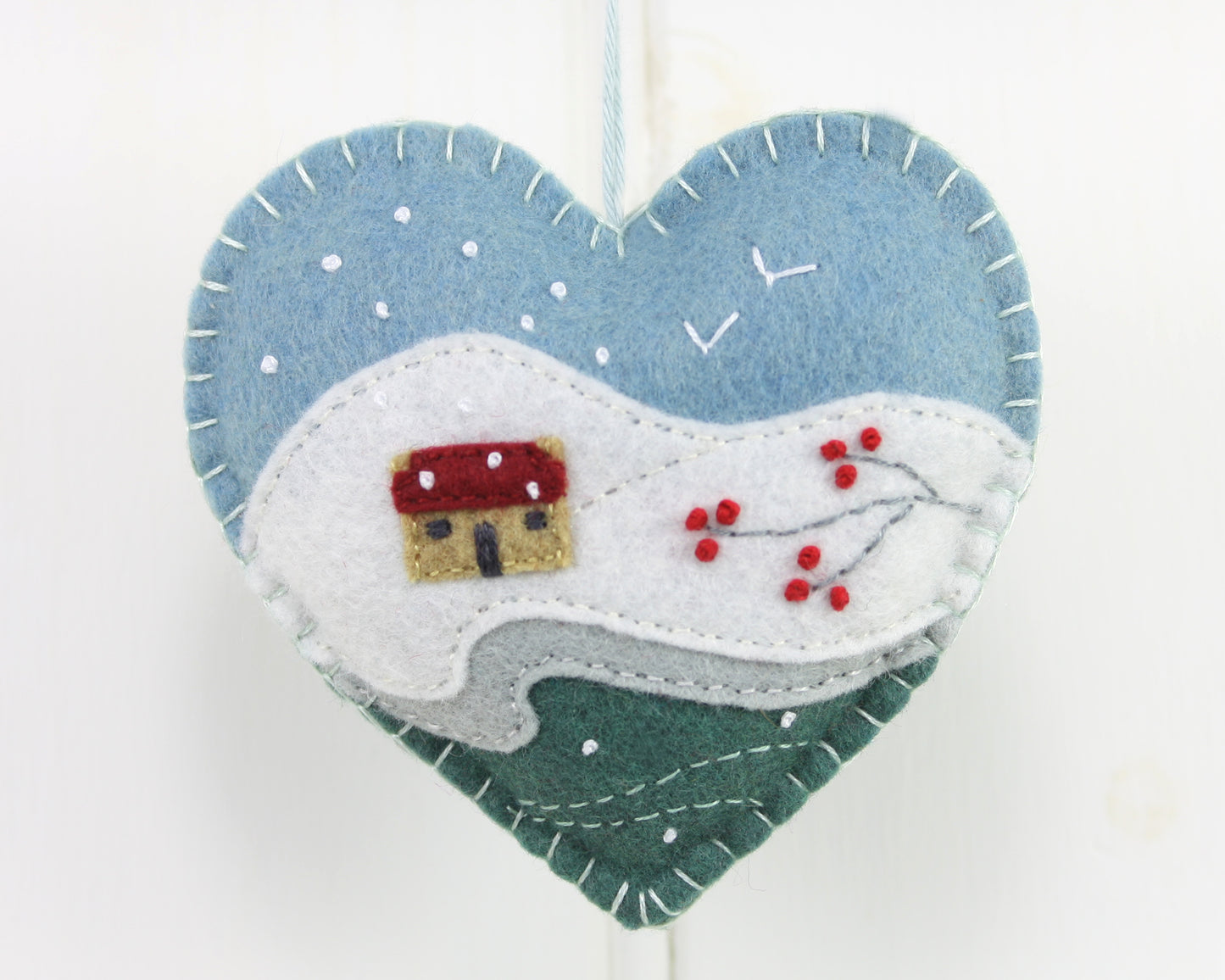 Winter Cottage Felt Christmas Ornament