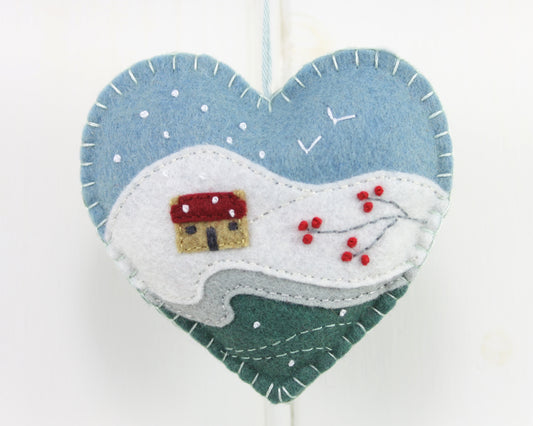 Winter Cottage Felt Christmas Ornament