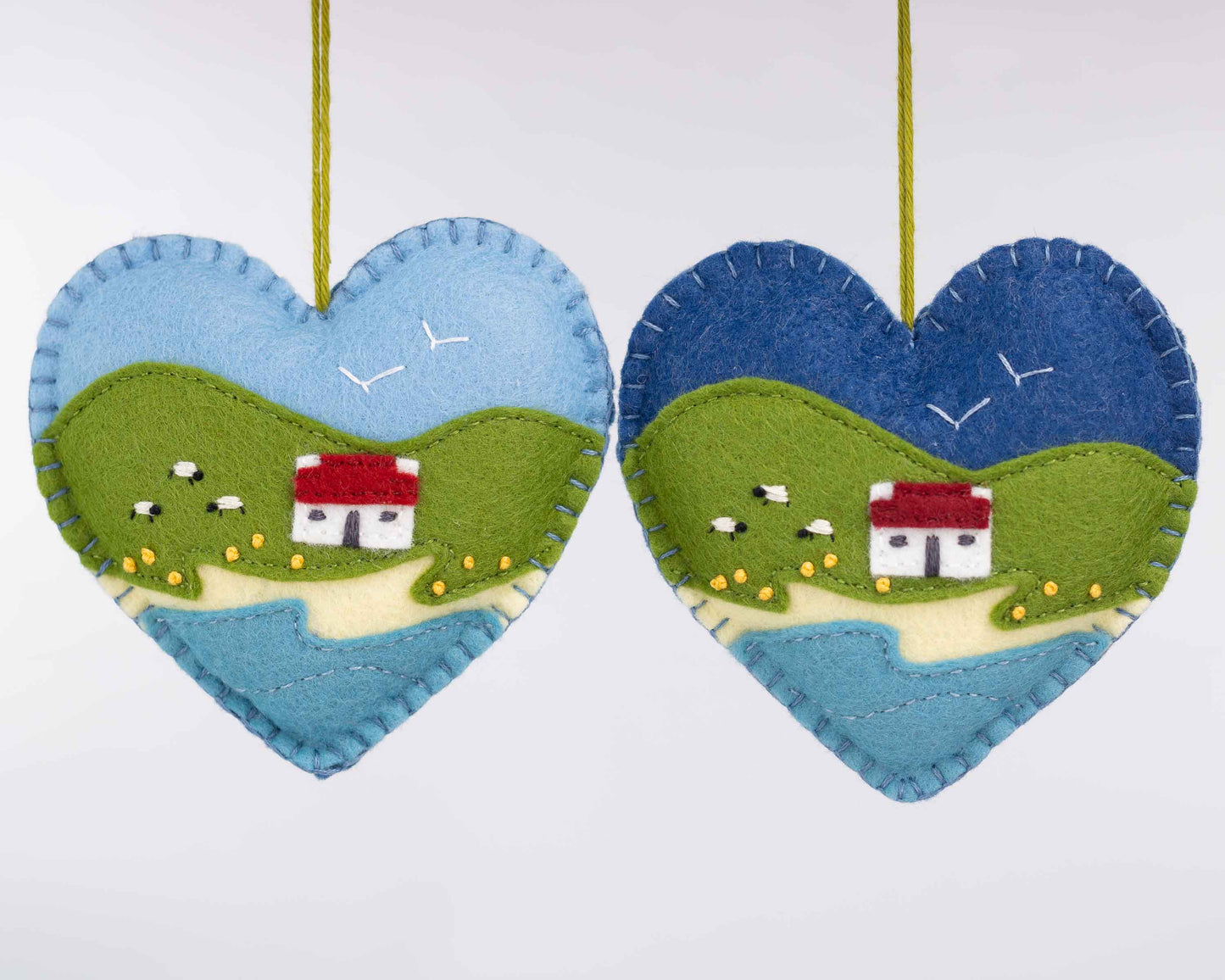 Irish Cottage Felt Heart Ornament