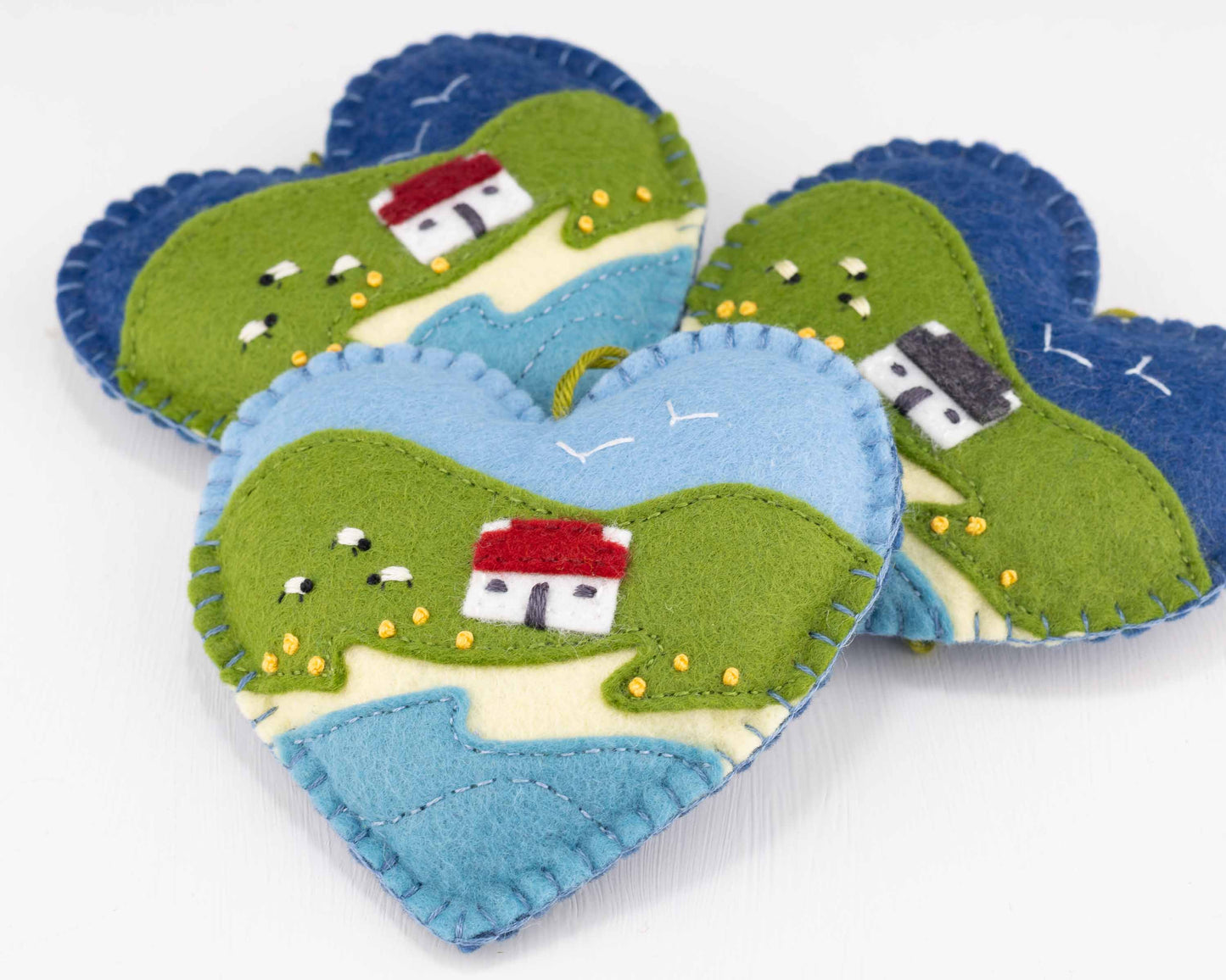 Irish Cottage Felt Heart Ornament