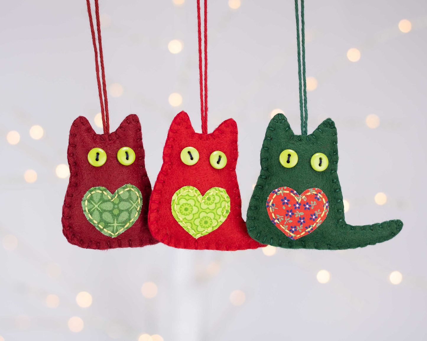 Felt Cat Christmas Ornaments