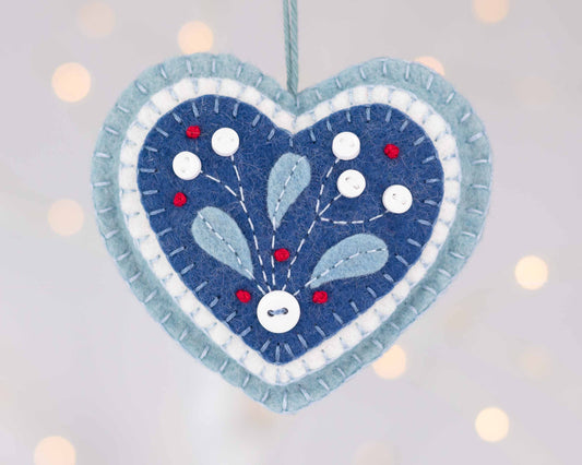 Mistletoe Felt Heart Christmas Ornament