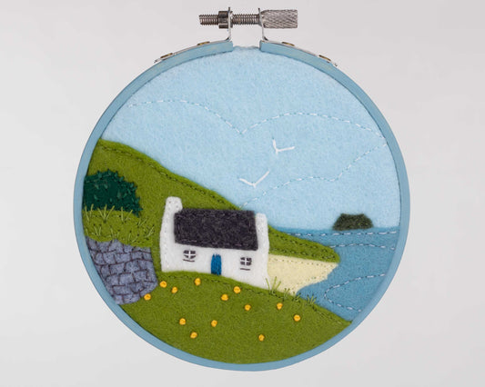 Great Blasket Island Cottage felt embroidery
