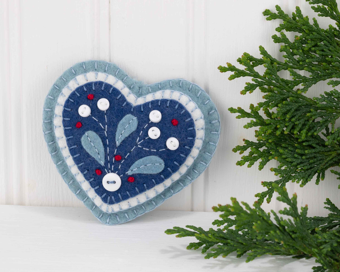 Mistletoe Heart Felt Christmas Ornament