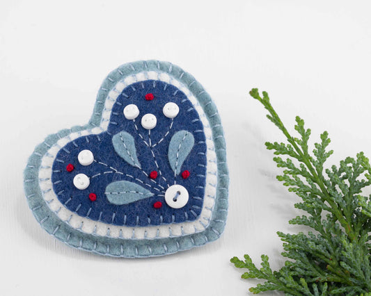 Mistletoe Felt Heart Christmas Ornament