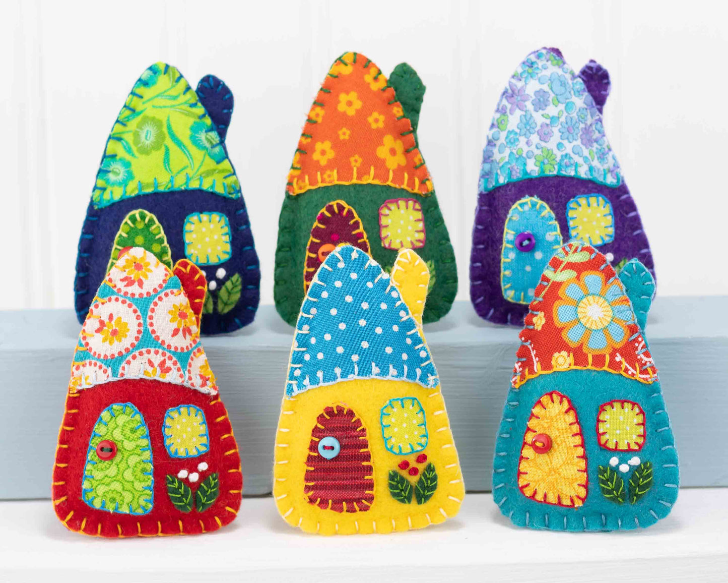 Colourful Felt House Ornaments