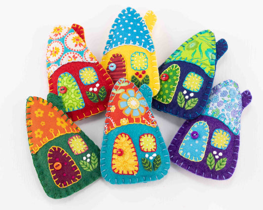 Colourful Felt House Ornaments