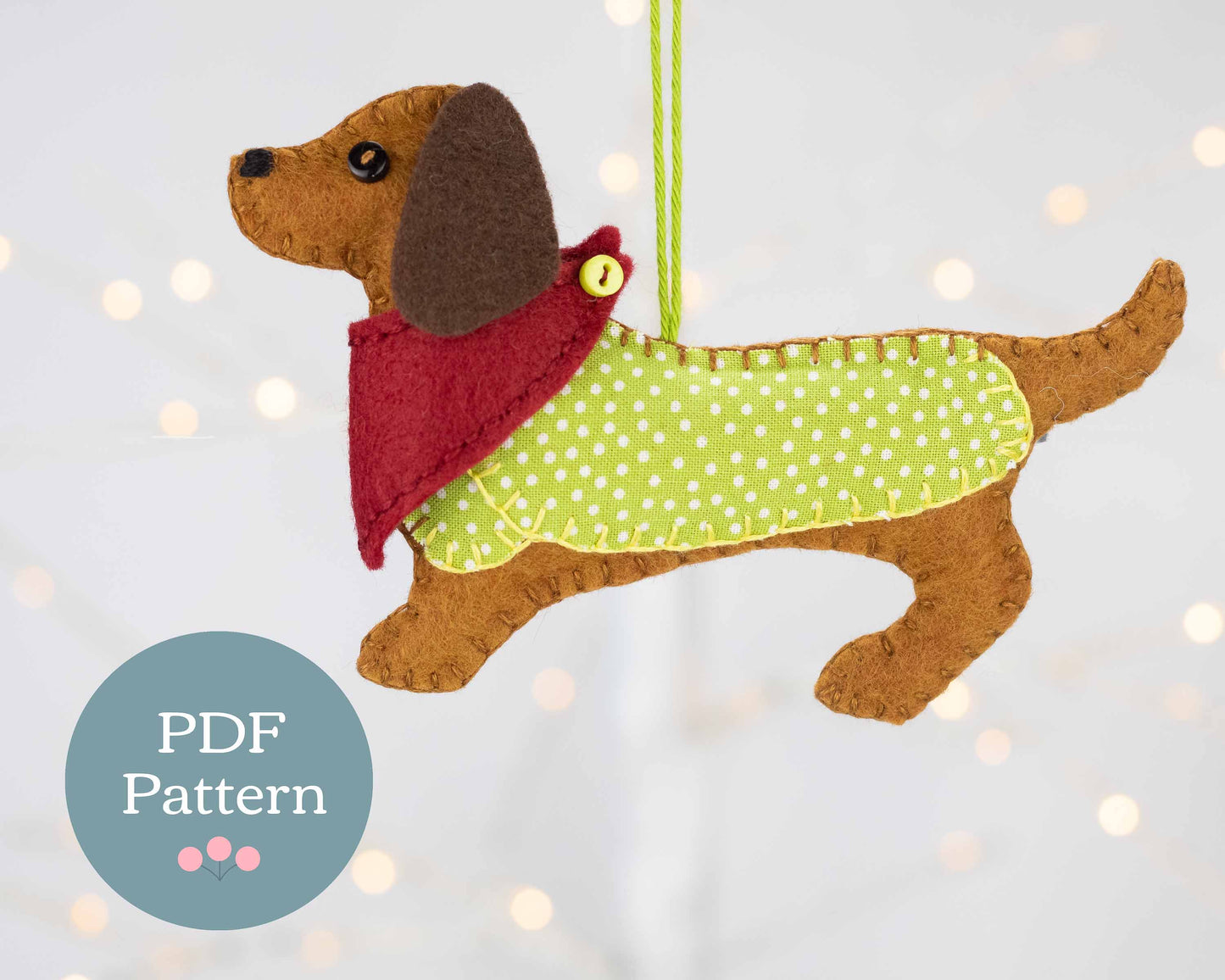 Dachshund Felt Ornament Sewing Pattern