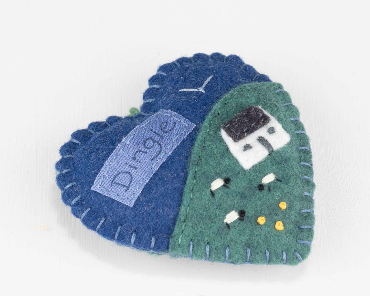 Irish Cottage Felt Heart Ornament