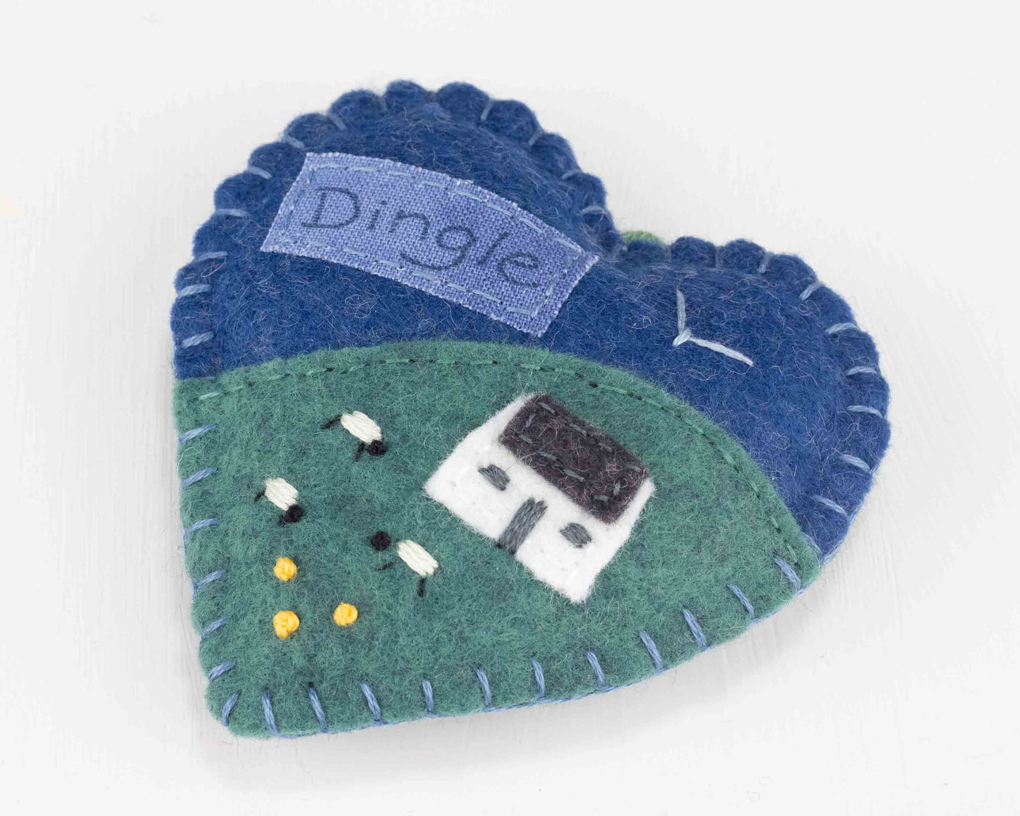 Irish Cottage Felt Heart Ornament