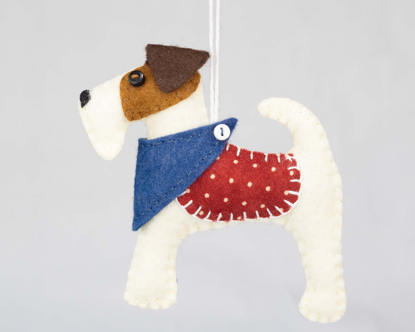 Fred the Fox Terrier Felt Dog Ornament