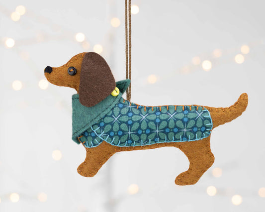 Mitzi the Dachshund Felt Dog Ornament