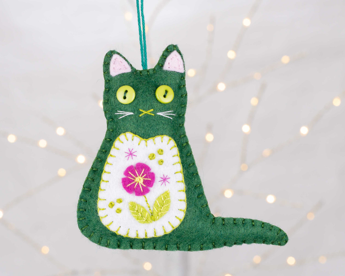 Colourful Felt Flower Cat Ornament