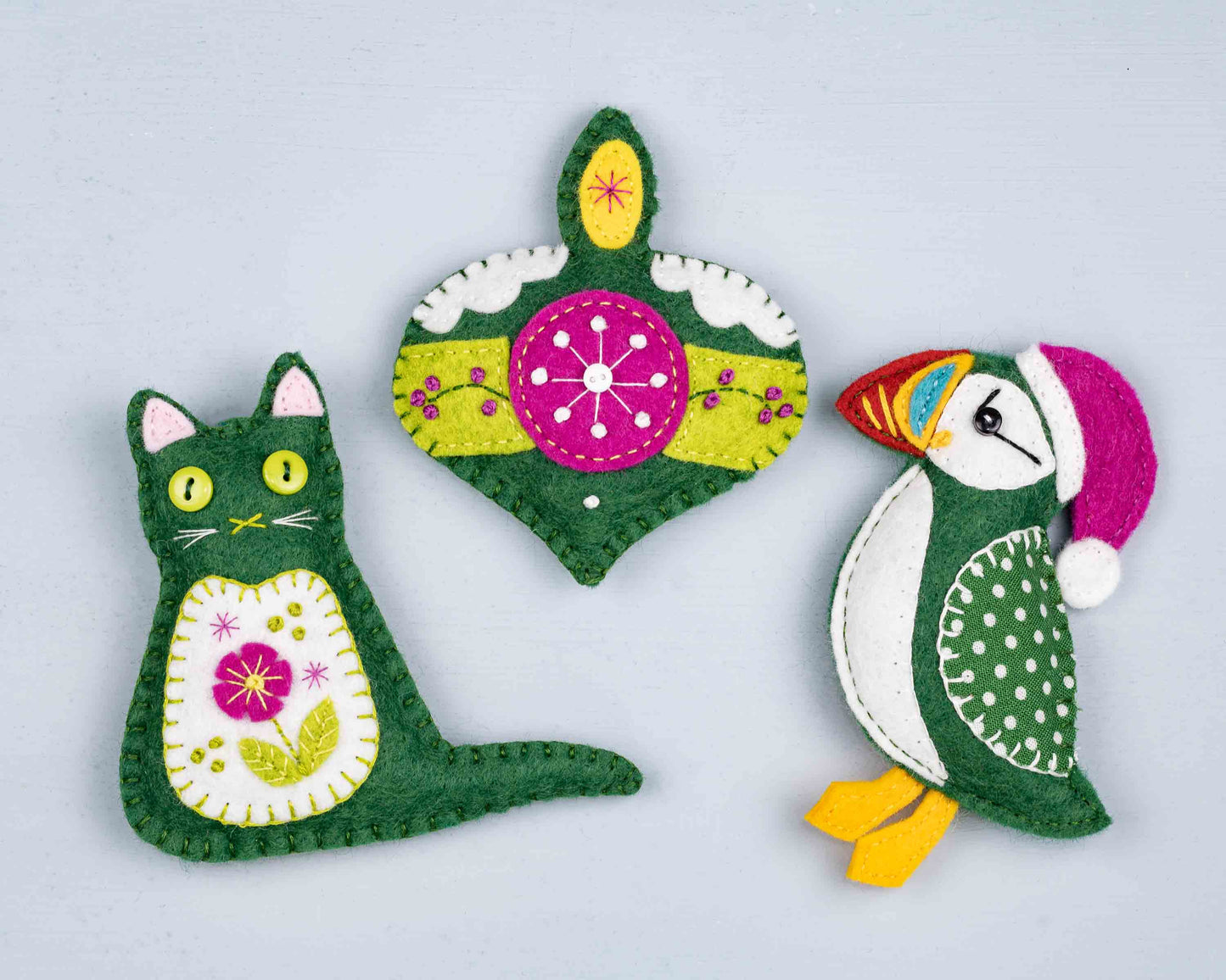 Colourful Felt Flower Cat Ornament