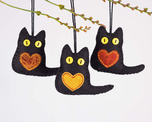 Black Cat Felt Ornaments