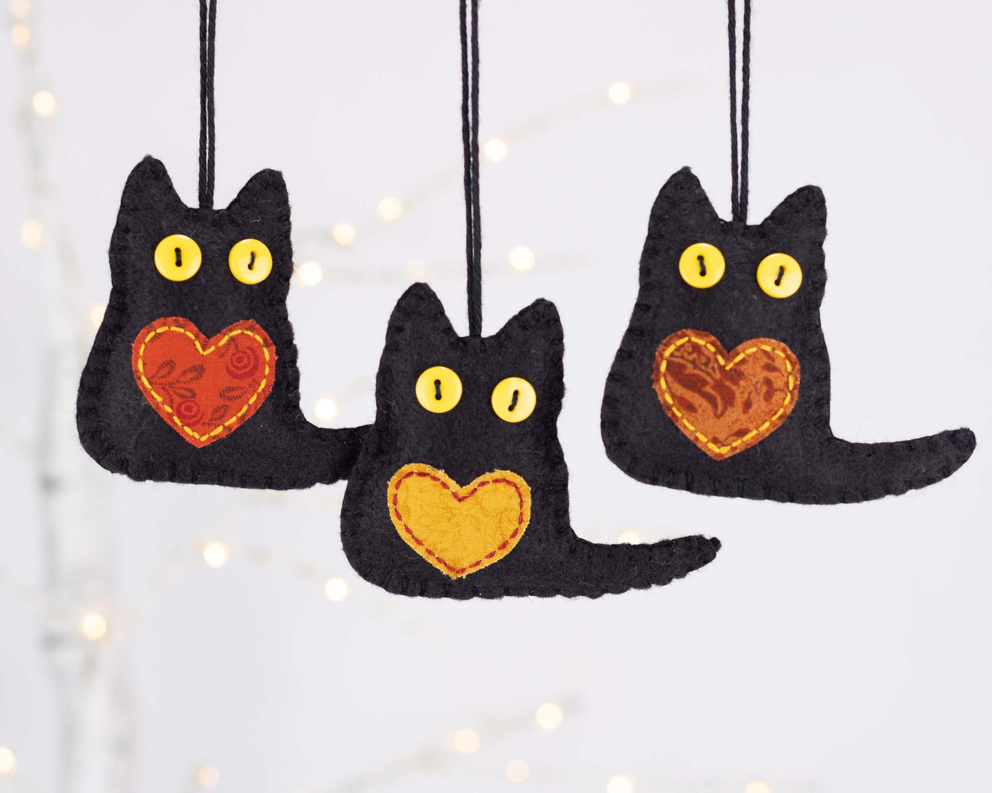 Black Cat Felt Ornaments