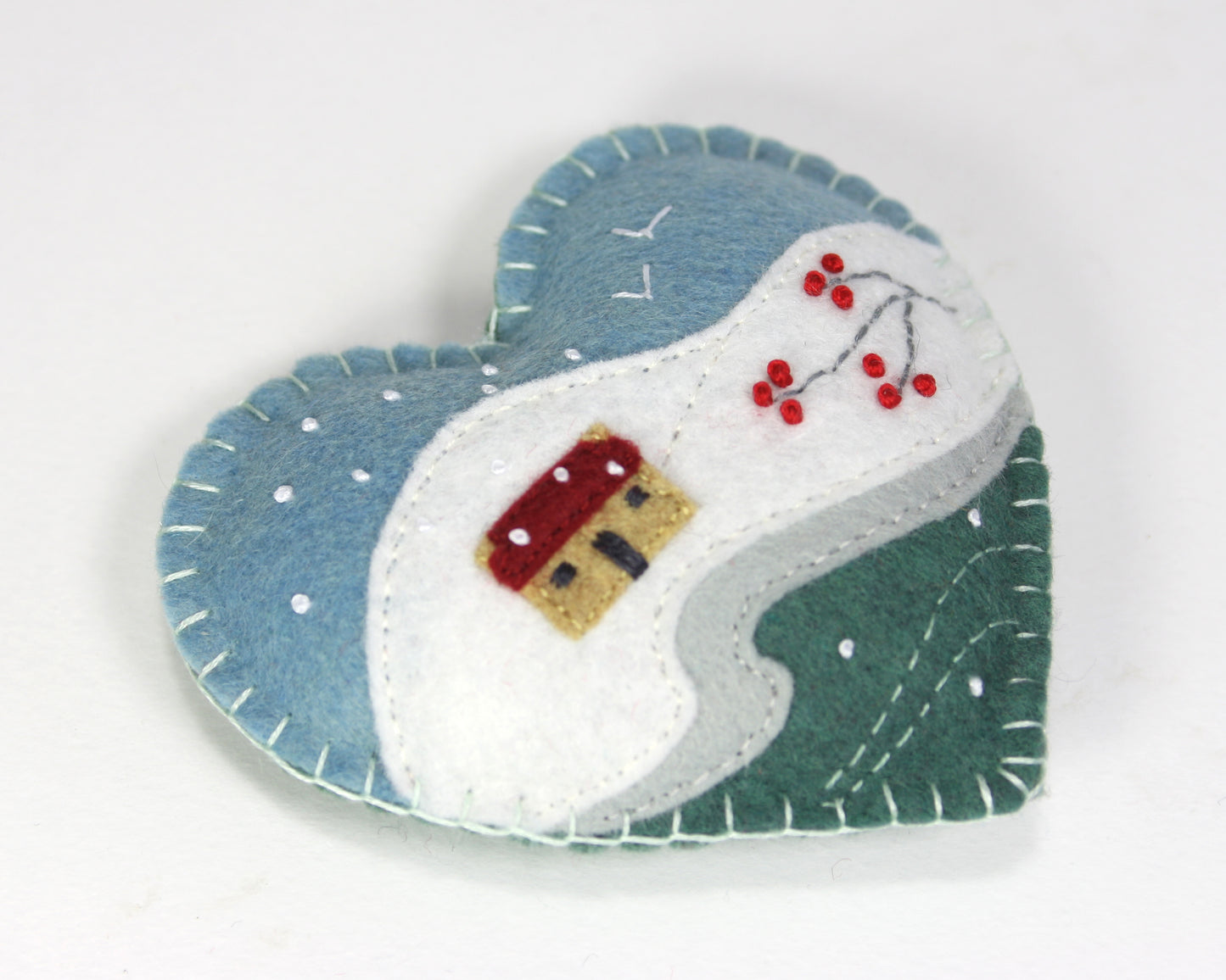 Winter Cottage Felt Christmas Ornament
