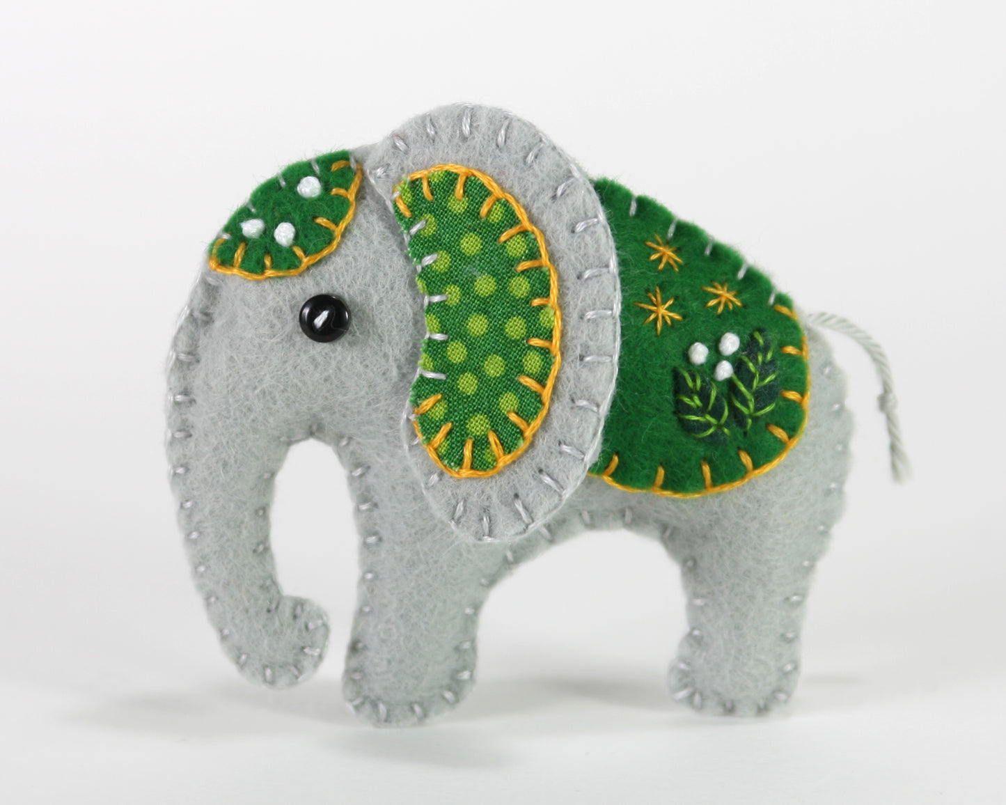 Handmade Felt Elephant Ornament, Elephant Christmas ornament