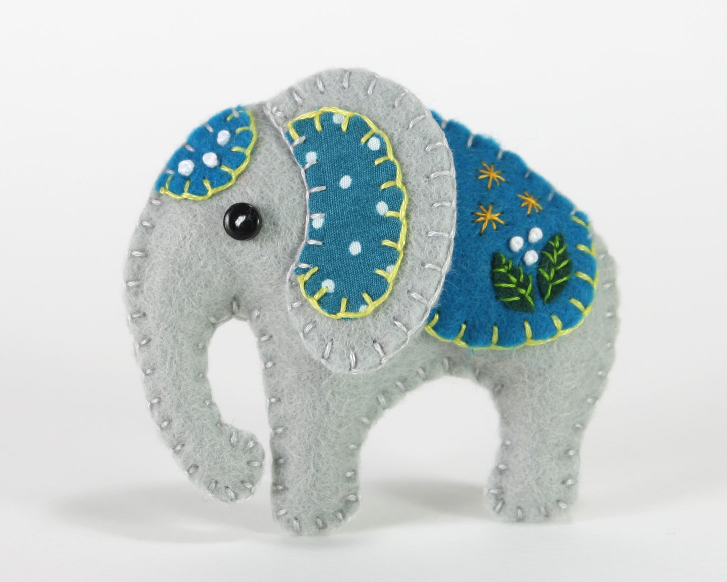 Handmade Felt Elephant Ornament, Elephant Christmas ornament