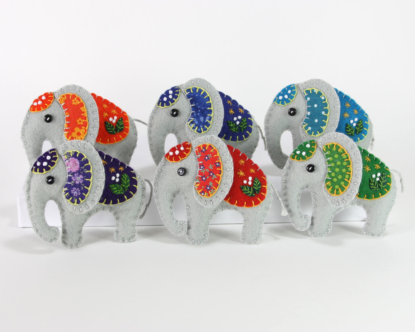 Handmade Felt Elephant Ornament, Elephant Christmas ornament
