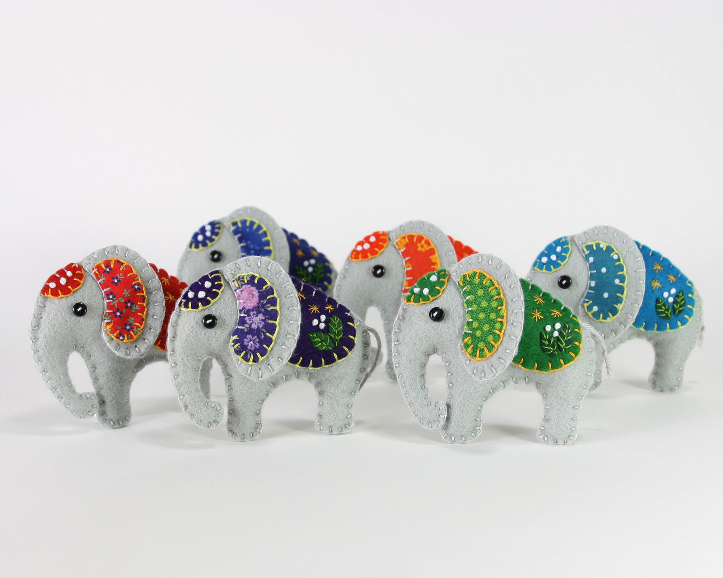 Handmade Felt Elephant Ornament, Elephant Christmas ornament