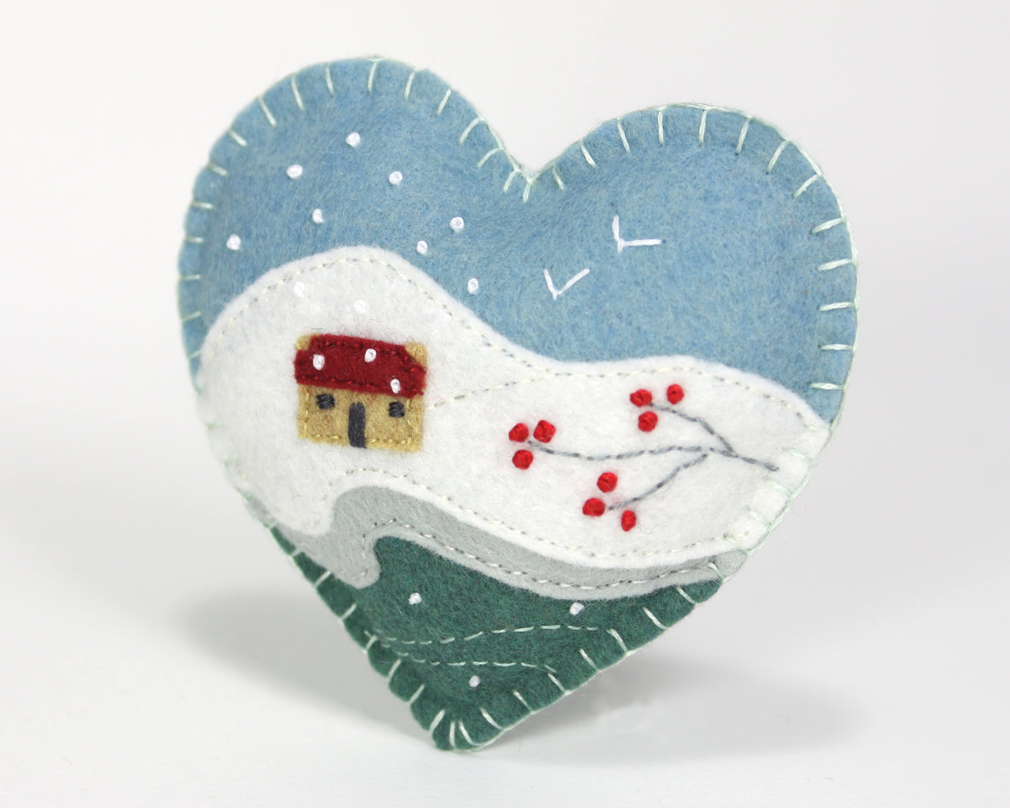 Winter Cottage Felt Christmas Ornament