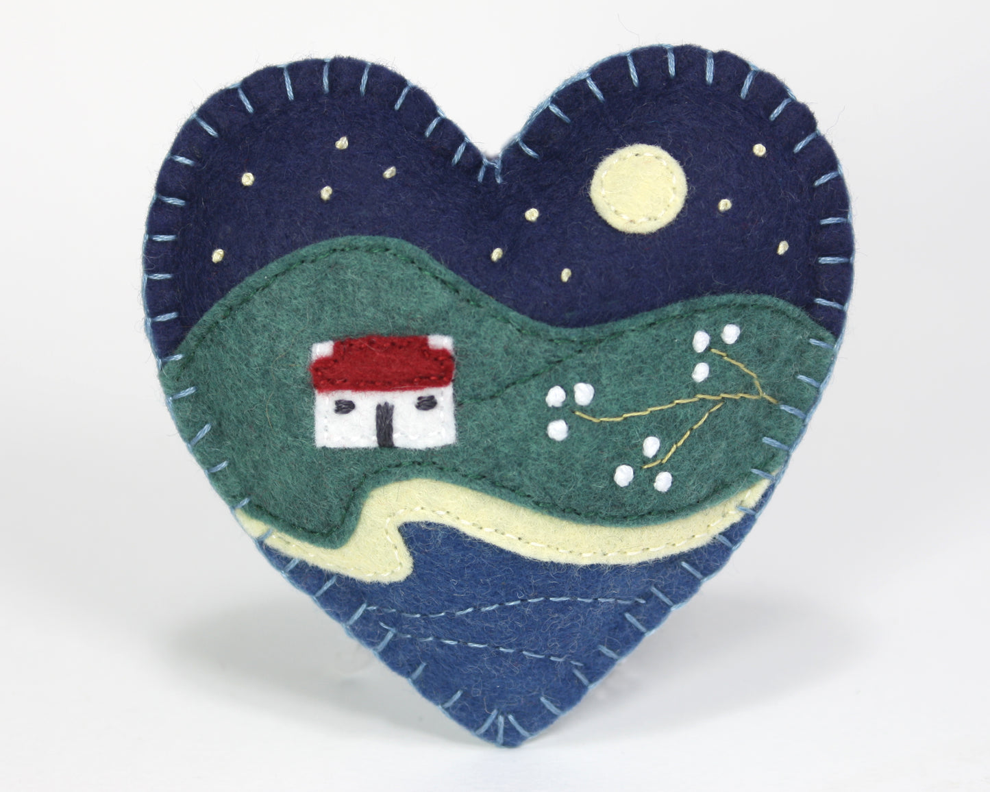 Winter Cottage Felt Christmas Ornament