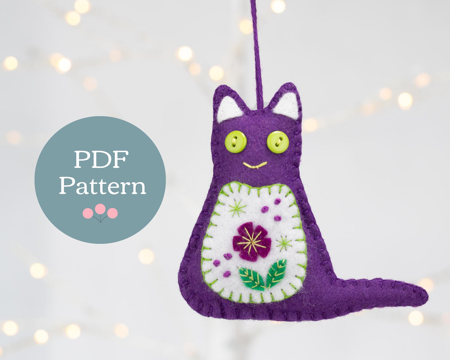 Cat Felt Ornament PDF Sewing Pattern