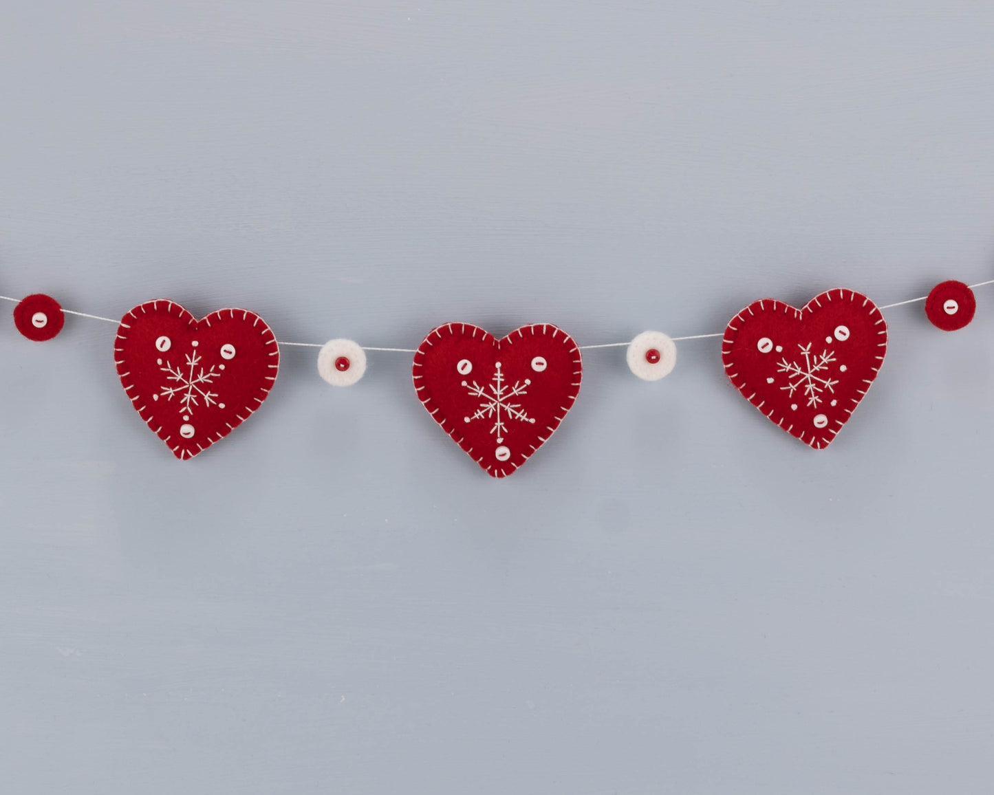 Snowflake Heart Felt Garland