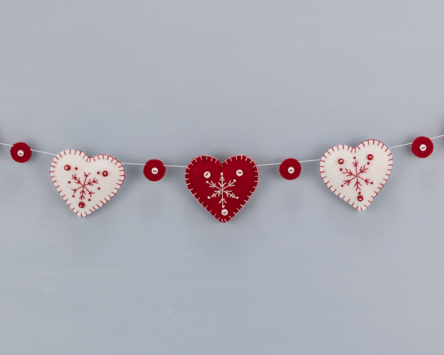 Snowflake Heart Felt Garland