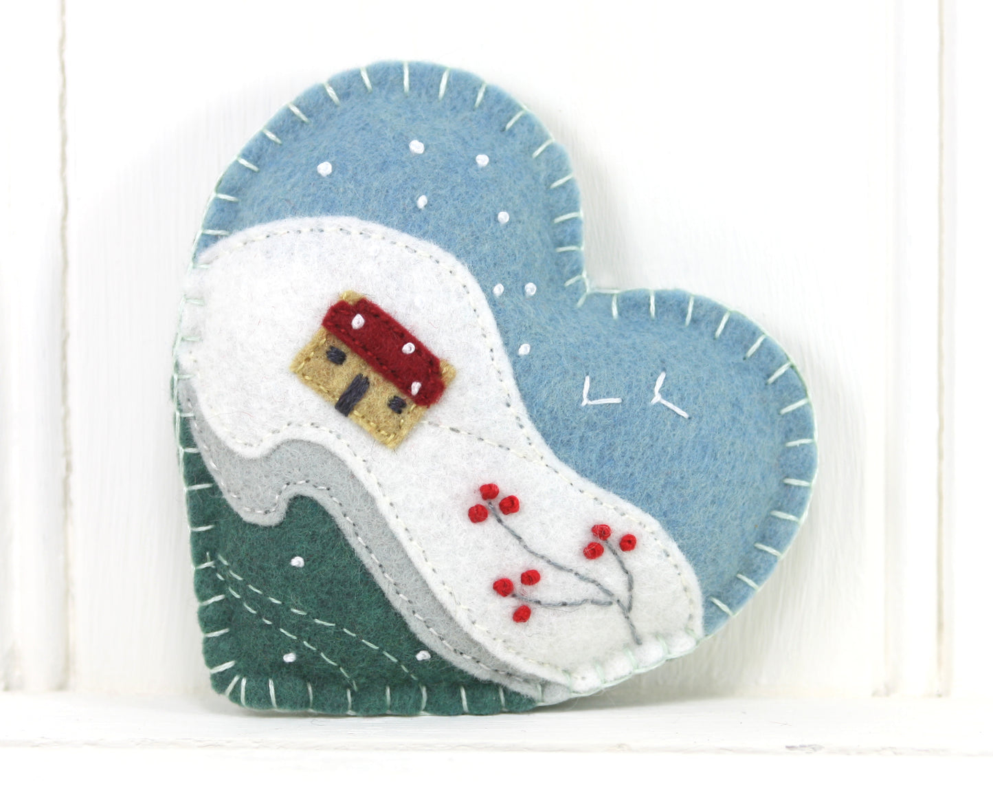 Winter Cottage Felt Christmas Ornament