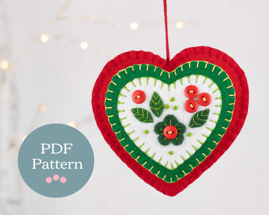 Heart Christmas Ornament PDF Sewing Pattern
