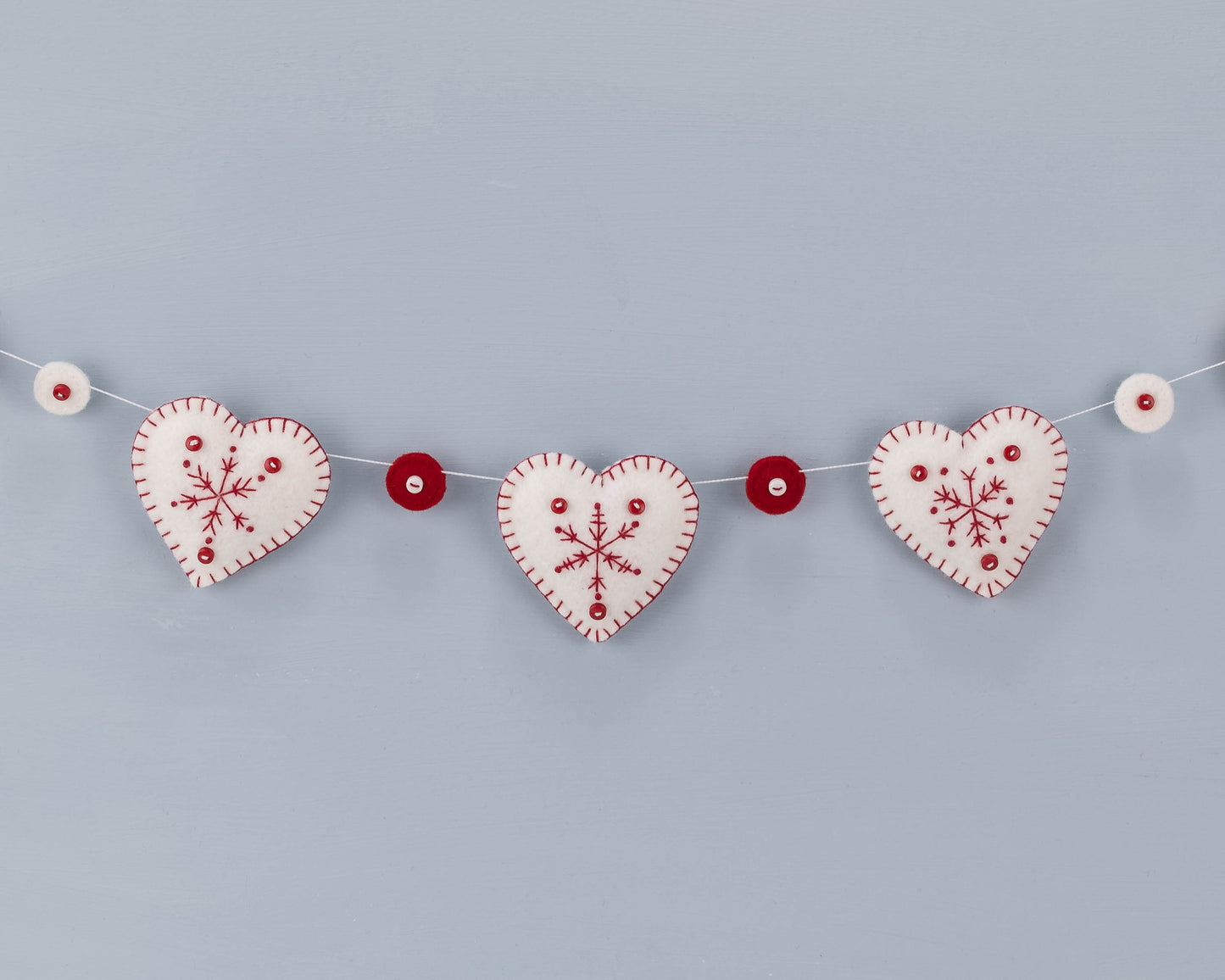 Snowflake Heart Felt Garland