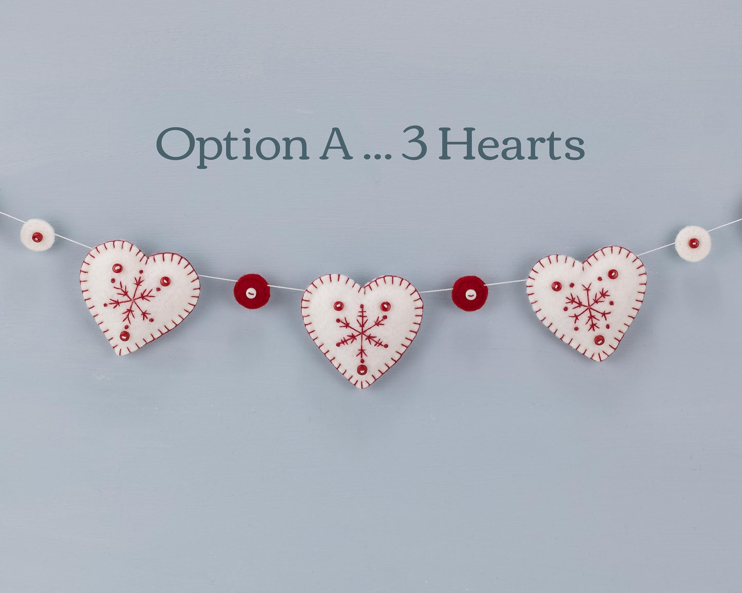 Snowflake Heart Felt Garland