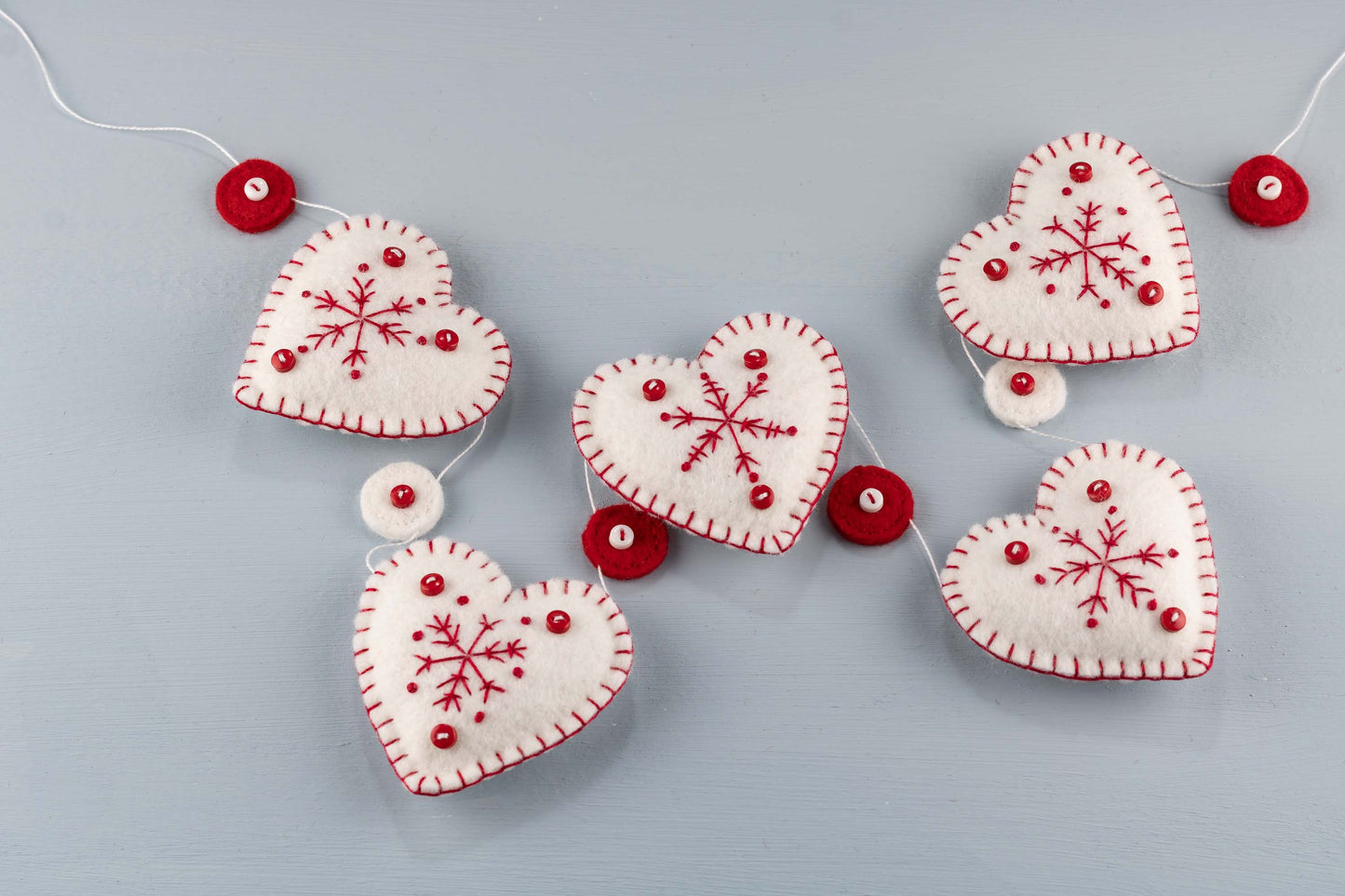 Snowflake Heart Felt Garland